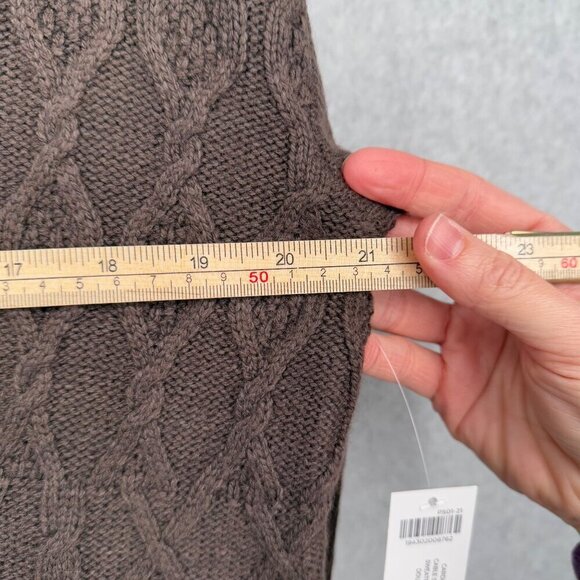 Chicos Cable Knit Open Front Long Line Cardigan Sweater Size 1 Medium Brown NEW - Picture 12 of 12